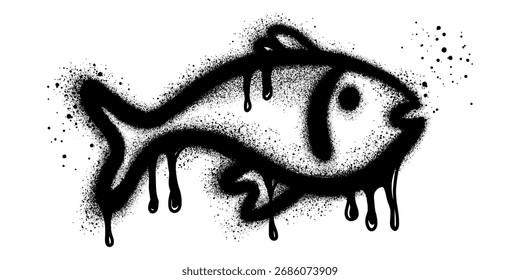fish graffiti with black spray paint.