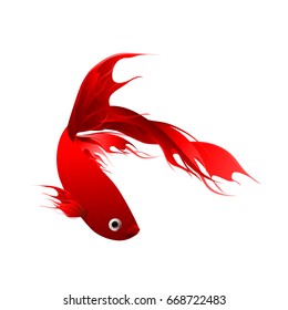 Fish graphic design red color abstract style isolated on white background, vector illustration.