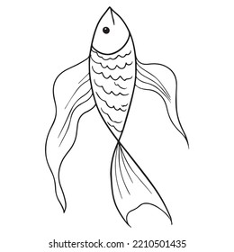 fish graphic design vector illustration, art tattoo sketch, hand draw, print use