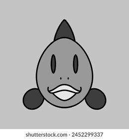 Fish grayscale icon. Animal head vector illustration. Agriculture sign. Graph symbol for your web site design, logo, app, UI. EPS10.