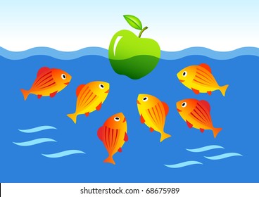 Fish with green apple