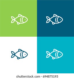 Fish green and blue material color minimal icon or logo design