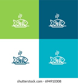Fish green and blue material color minimal icon or logo design
