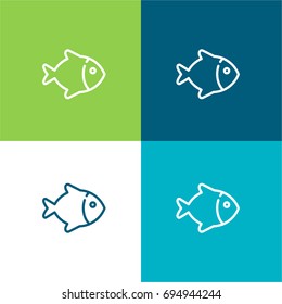 Fish green and blue material color minimal icon or logo design