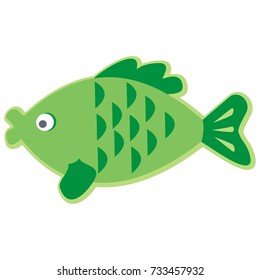 Fish, green carp, vector illustration, isolated