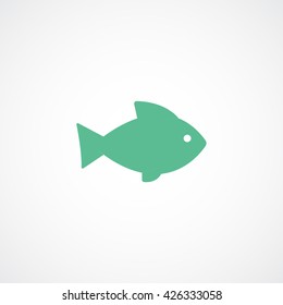 Fish Green Flat Icon On White Background