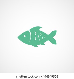 Fish Green Flat Icon On White Background