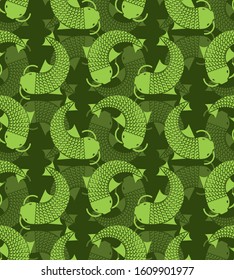 Fish green hunter pattern. Protective camouflage background. Military texture