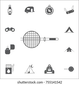 Fish grill icon. Set of camping icons on white background
