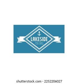 Vector de logotipo de pescado y parrilla