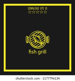 fish grill sketch vector icon