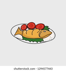 Fish grilled fast food concept line icon. Simple element illustration. Fish grilled fast food outline symbol design. Can be used for web and mobile UI/UX . Modern vector style.