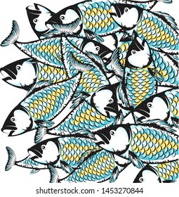 Fish group silhouette background design