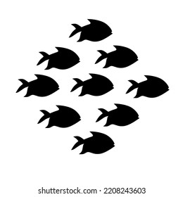Fish group silhouette. Isolated on a white background. Great for fishery posters