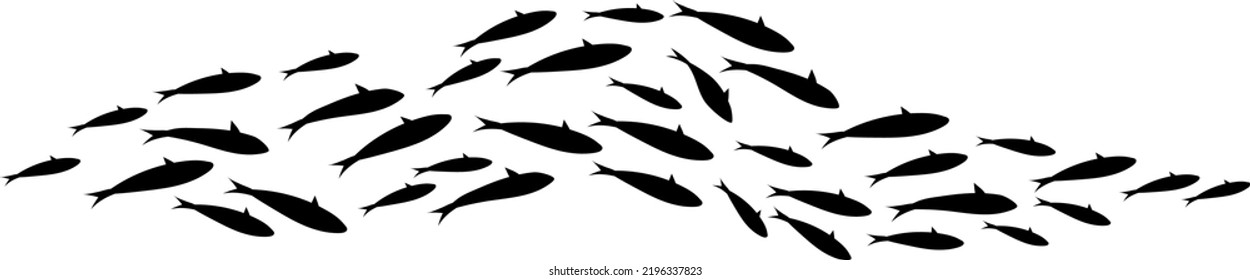 Fish group swim curve. Underwater school icon isolated on white background