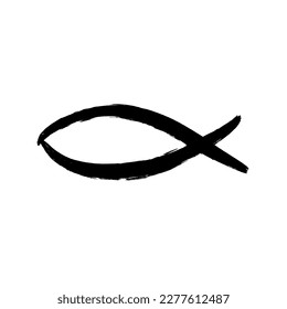 Fish in grunge style. A symbol of Christianity. Vector illustration isolated on white background.