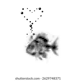Fish halftone dots . Not AI, Vector illustration.