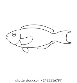 fish hand draw outline icon vector with white background 