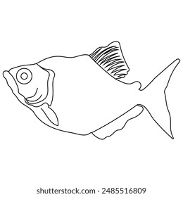 fish hand draw outline icon vector with white background 
