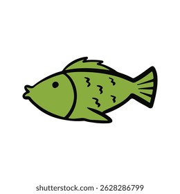 Fish Hand Drawn Icon, Doodle Style Vector Illustration