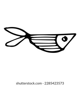 Fisch. Handgezeichnete Vektorgrafik. Doodle-Stil