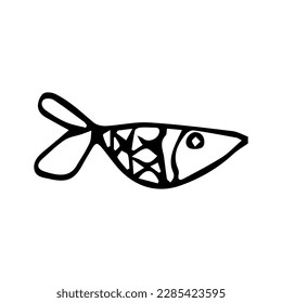 Fisch. Handgezeichnete Vektorgrafik. Doodle-Stil