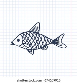 fish Hand-drawn vector illustration. sketch on the paper