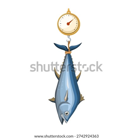 Fish Hanging on Weighing Scale Illustration Vector