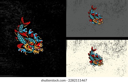 fish head dragon vector illustration mascot design