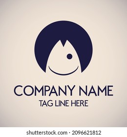 Fish head silhouette logo template