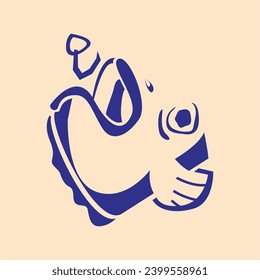 fish head vector illustration design in bright blue, abstract and minimalist style suitable for wallpaper and t-shirt designs