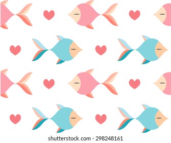 fish heart seamless pattern vector