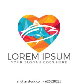 Fish Heart shape logo design.