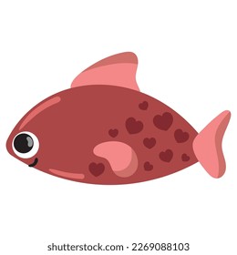 fish with hearts icon isolated