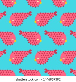 Fish hedgehog pattern seamless. sea animal background. nature underwater ornament