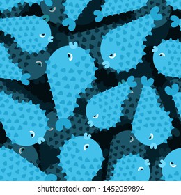 Fish hedgehog pattern seamless. sea animal background. nature underwater ornament