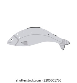 Pescado, vector arenque Ilustración escandinava sobre fondo blanco para pegatinas, impresiones, afiches