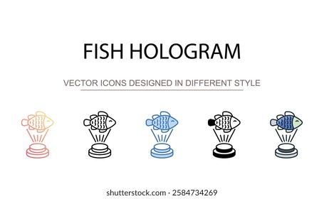 Fish Hologram icon design with white background stock illustration