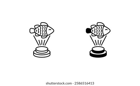 Fish Hologram icon design with white background stock illustration