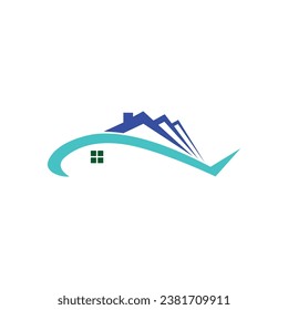 Fish and home creative sign design stock illustration