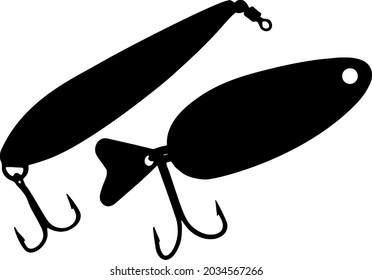 Fish hook baits. Vector image.