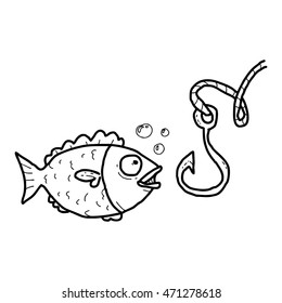 fish and hook. doodle art