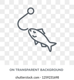 Fish and hook icon. Fish and hook design concept from Summer collection. Simple element vector illustration on transparent background.