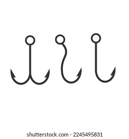Fish hook icon. Fishing object set line vectir ilustration.