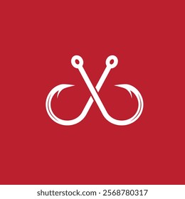 Fish hook icon flat vector design