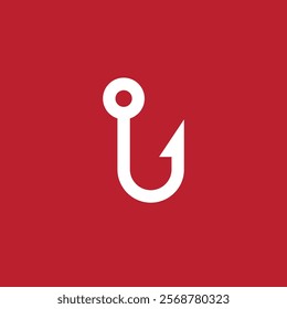 Fish hook icon flat vector design