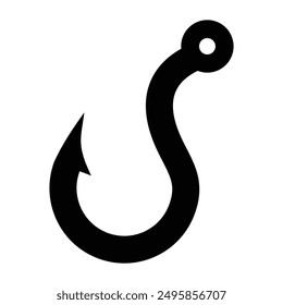 Fish hook icon in grey scale isolated on white background.