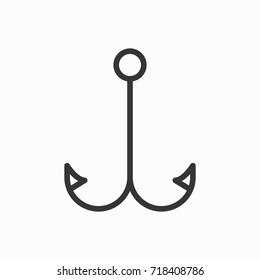 Fish hook icon, illustration isolated vector sign symbol