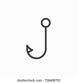 Fish hook icon, illustration isolated vector sign symbol