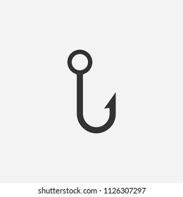 Fish Hook Icon Illustration,vector Fishing Sign Symbol